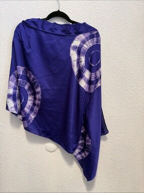INC International Concepts Violet Tie-Dye Satin Wrap Top